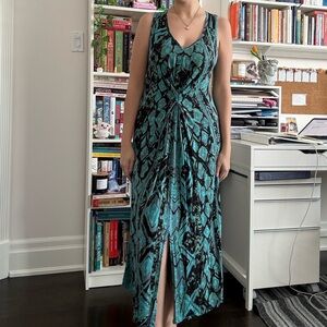 Chic Teal and Black Maxi Dress